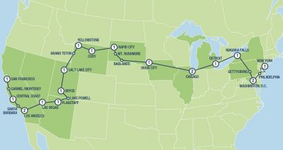 Map showing the Tour regions